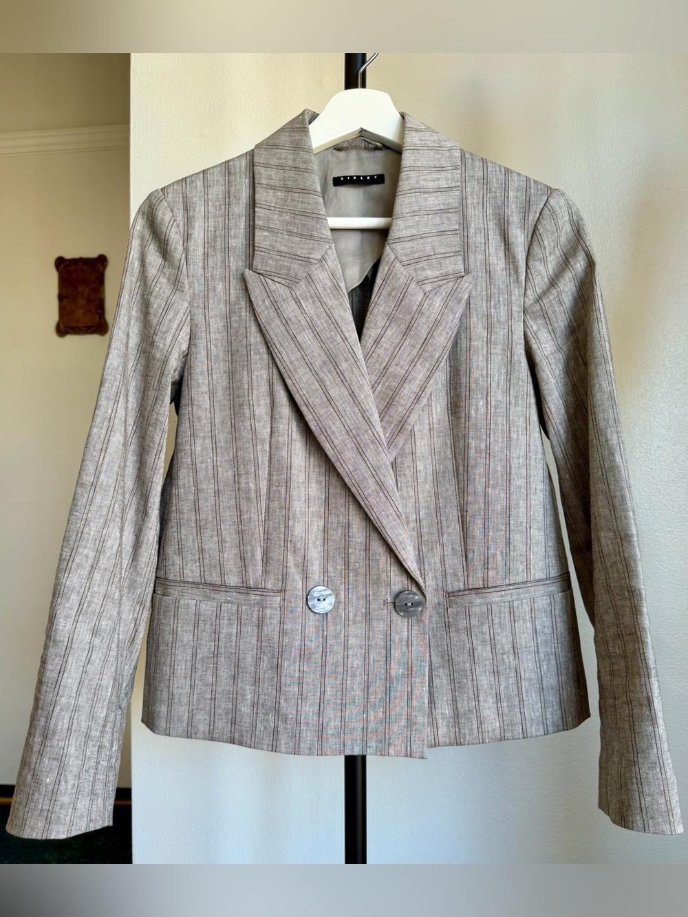 Sisley Lined Striped Double-Button Blazer
